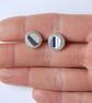 Ford fordite stud earrings - sparkly silver and navy stripes - Image 2
