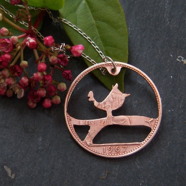 Bird on a branch pendant with sterling silver chain