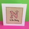  Personalised card for a birthday, christening or new baby - Machine Embroidered