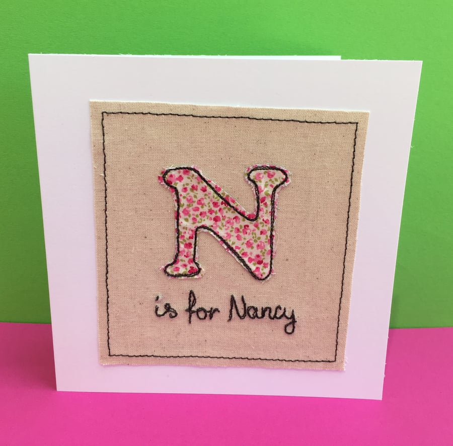  Personalised card for a birthday, christening or new baby - Machine Embroidered