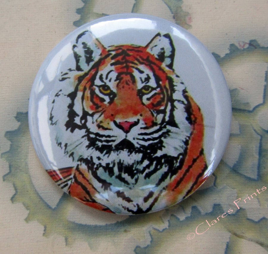 Tiger Art Badge 58mm Button Animal Badges Cats 