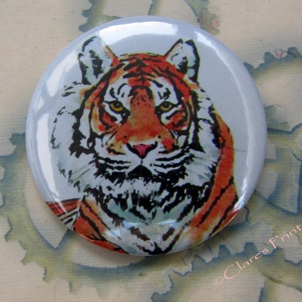 Tiger Art Badge 58mm Button Animal Badges Cats 