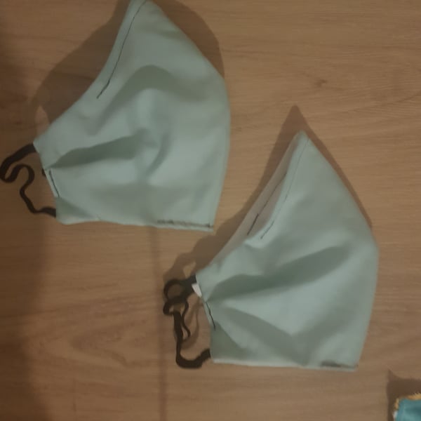 Mens face mask sage green 2 layers 