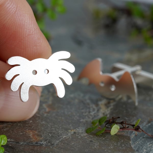 Spider Cufflinks In Sterling Silver, Bat Cufflinks in Sterling Silver