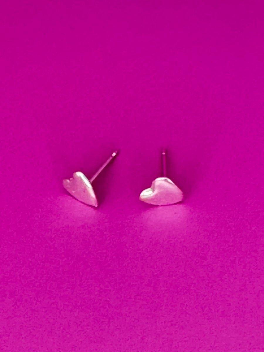 Fine Silver Heart Stud Earrings