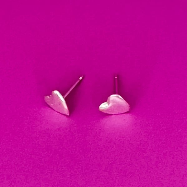 Fine Silver Heart Stud Earrings