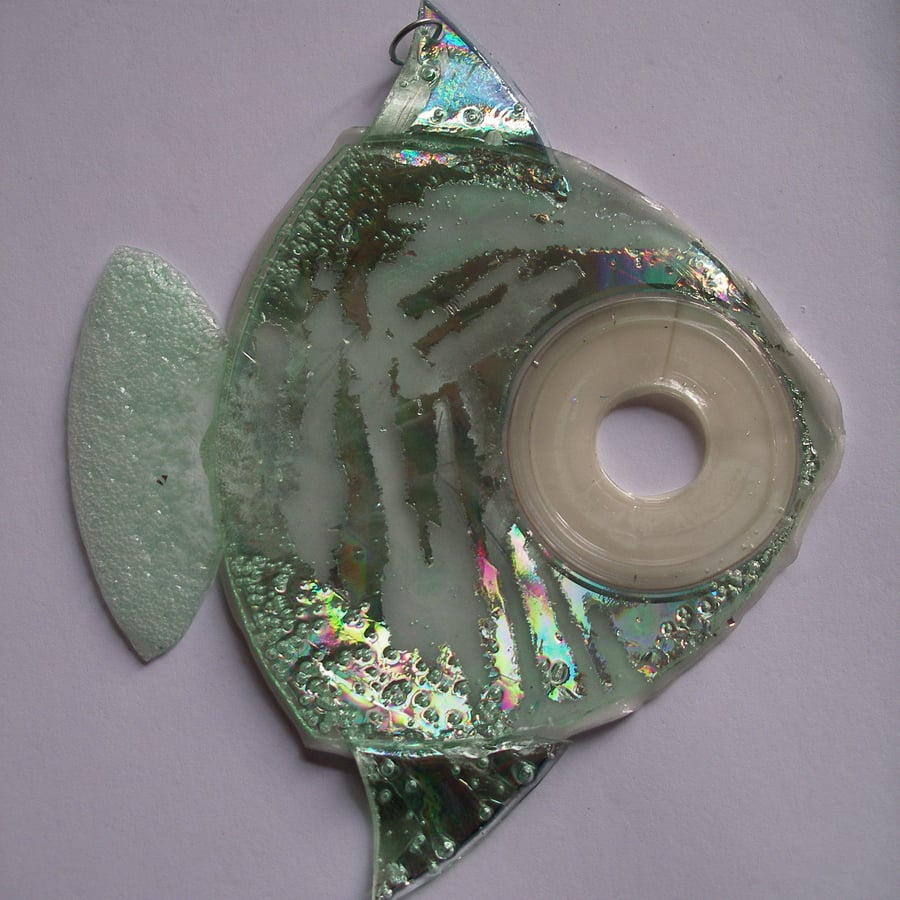 Pale green and silver hanging fish ornament