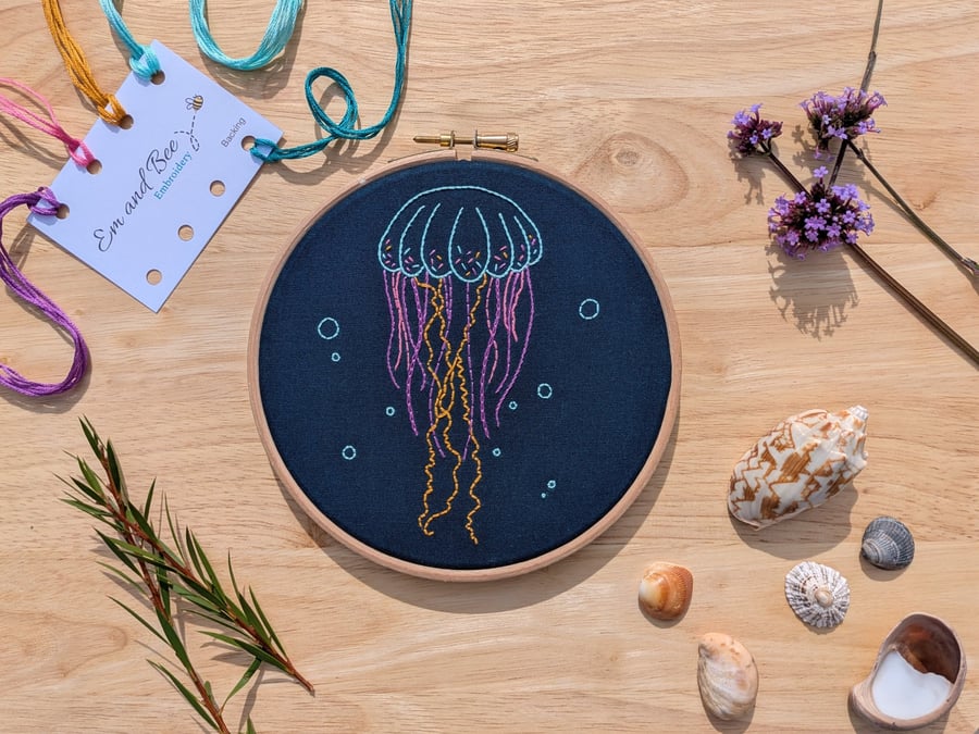 Jellyfish Embroidery Kit - Complete kit with detailed instructions
