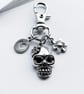 Small Skull Bag Charm. Zombie Bag Charm. Heart Bag Charm. Bag Charm. Metal Charm - Image 1