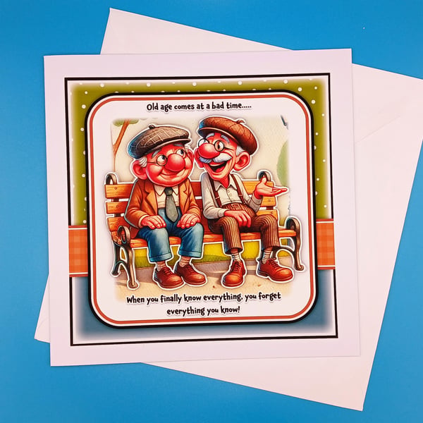 Mans Funny Birthday Card x8inches, 20x20cms, Decoupage, Father, Husband, Brother