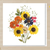  Sunflower Bouquet, Pressed Flower print card,