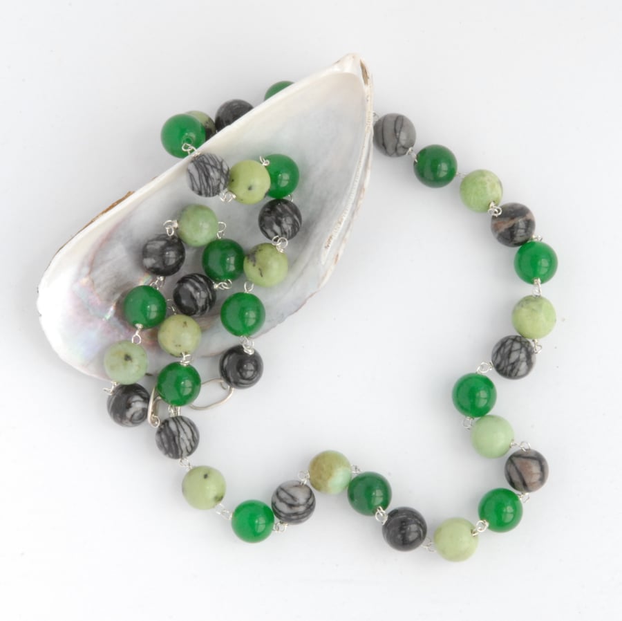 Bright green beaded necklace