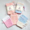 Two-tone Pastel Soap Saver bags, crochet