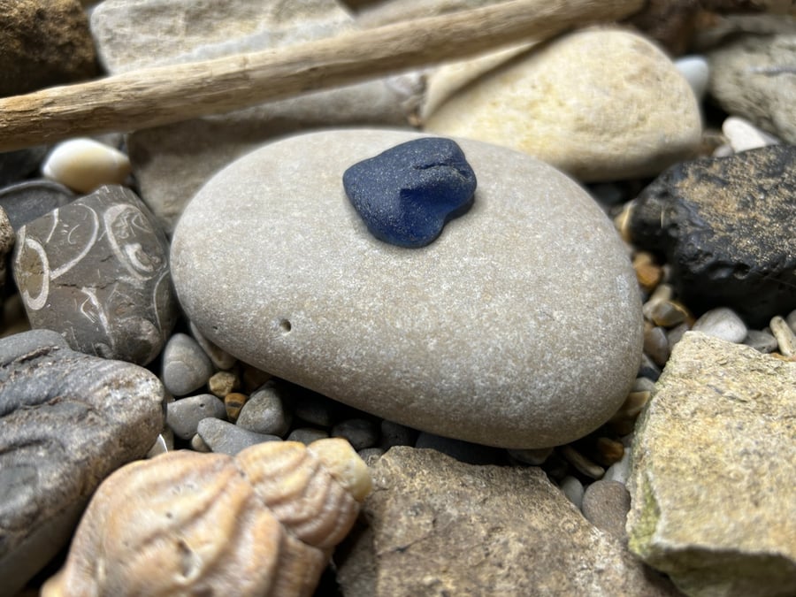Cobalt blue, frosted river glass piece