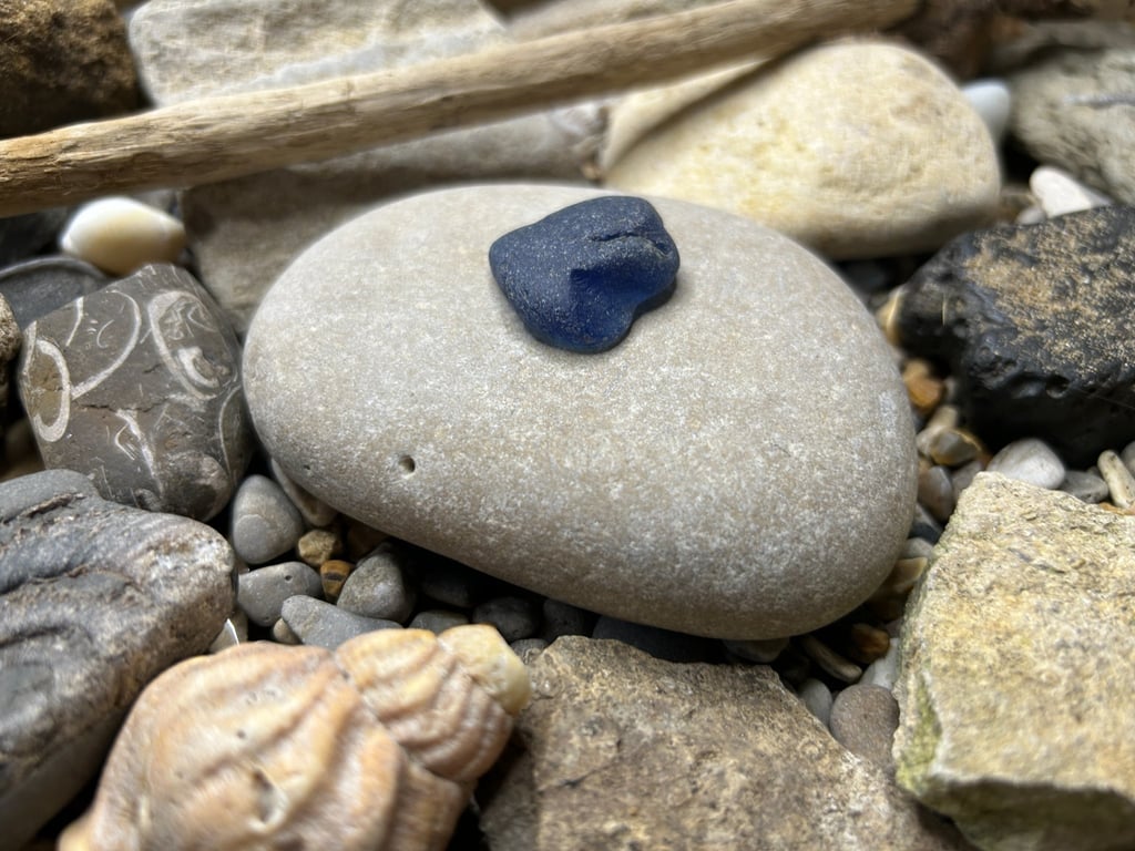 Cobalt blue, frosted river glass piece