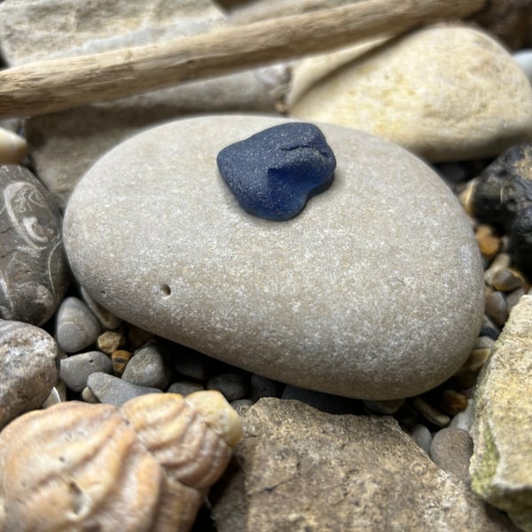 Cobalt blue, frosted river glass piece