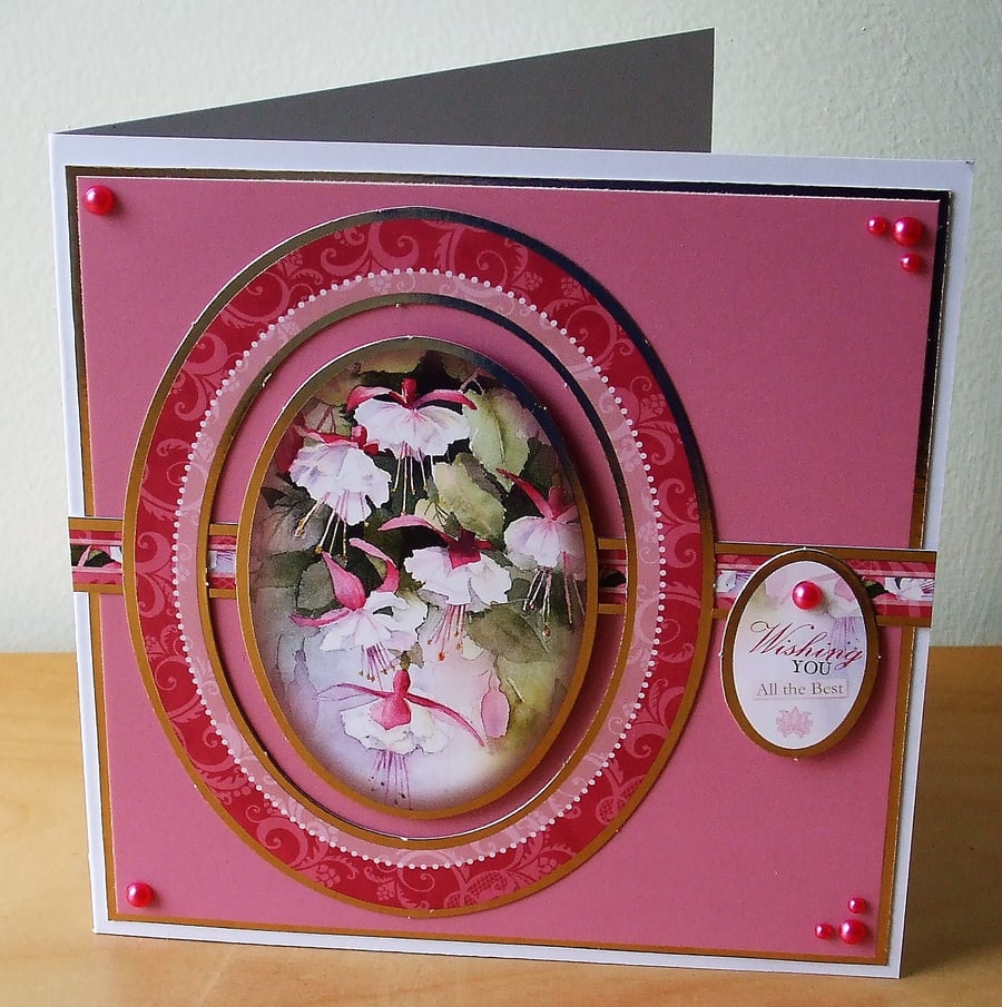 REDUCED TO CLEAR Handmade Pink Fuchsia Card  (526) 