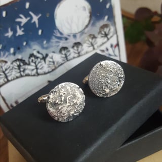 Moon Cufflinks, Silver Men's Jewellery, Full Moon Celestial Cufflinks