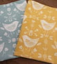 Yellow Ochre Tea Towel. Bird And Floral Scandi Style. Kitchen Towel. - Image 2