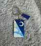 Hand Painted Day & Night Wooden Keyring Sun and Moon Sky Design
