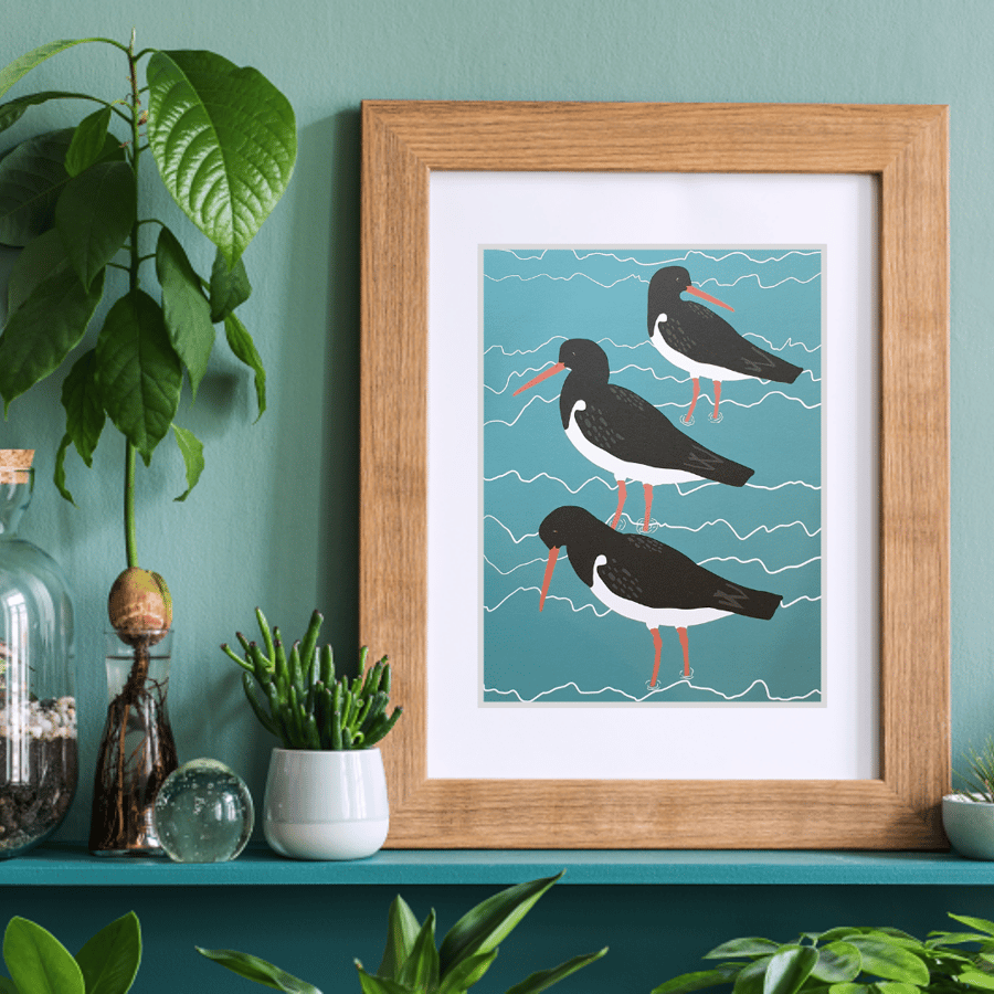 Oystercatchers Art Print - A5 size