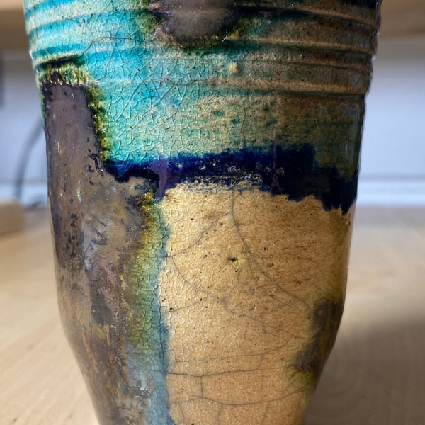 Raku ceramic pot, succulent planter 841