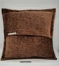 Brown, frilled, envelope back soft touch 18" cushion cover with flange. - Image 4