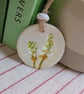 Ribwort Plantain clay imprinted and hand painted gift tag 