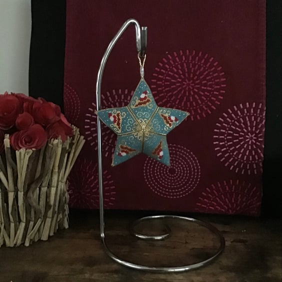 Beaded 3D peyote star ornament