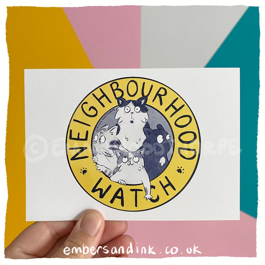 Neighbourhood Watch Cats Postcard