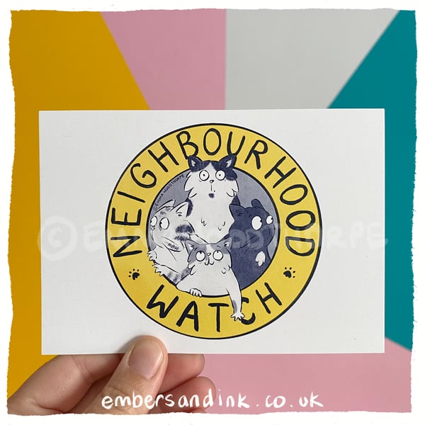 Neighbourhood Watch Cats Postcard