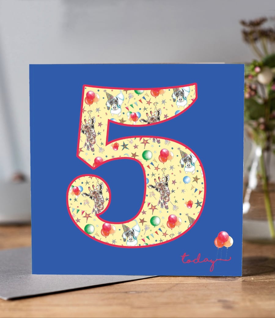 Child’s Age 5 Birthday Card 