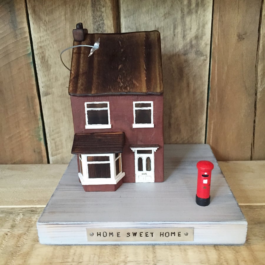 New Home Gift Handmade House with Bird & Postbox