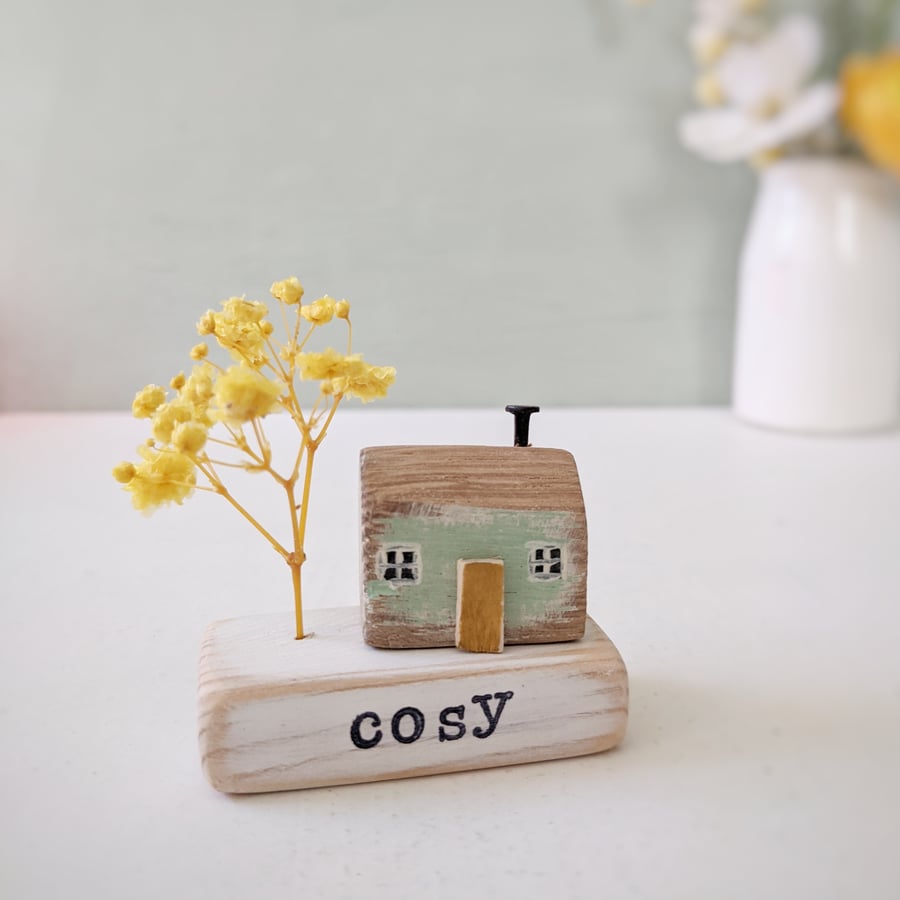 Little Wooden Handmade House and Base in a Bag - cosy 
