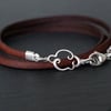 Cloud silver bracelet leather wrap 925 sterling silver clouds sky nature