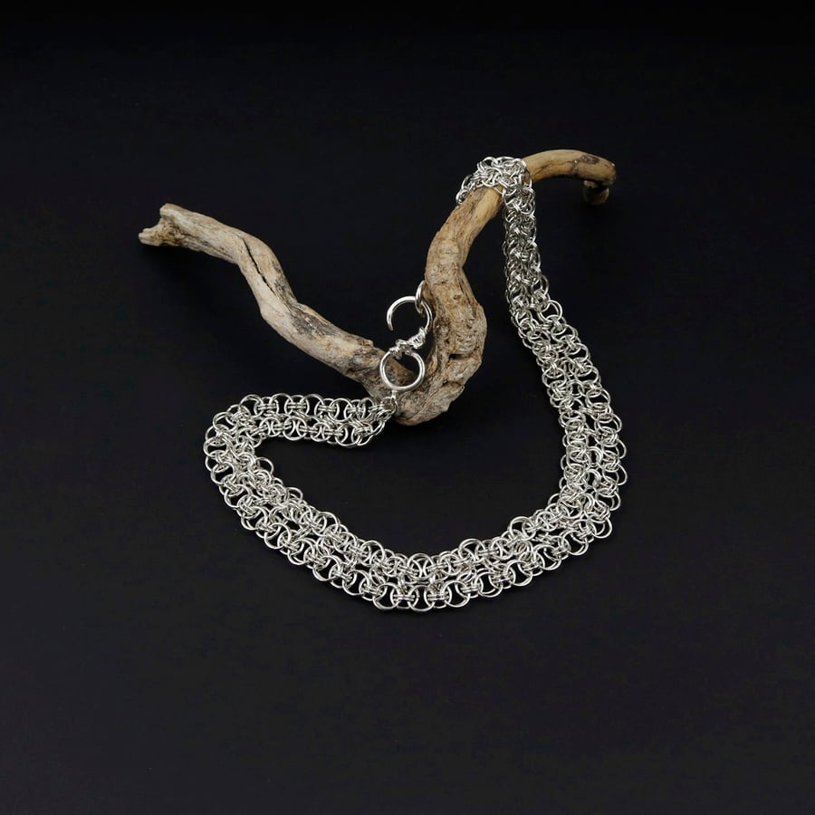 Sterling Silver Chainmaille Chainmail Hand Crafted Hallmarked Necklace 