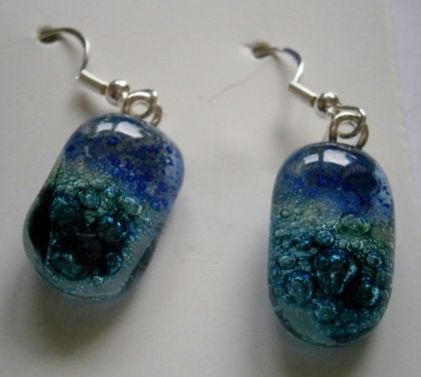 Hand crafted Fused glass Bubbly earrings