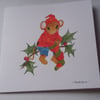 HAND PAINTED WATER COLOUR CARD  OF  MICE at Christmas