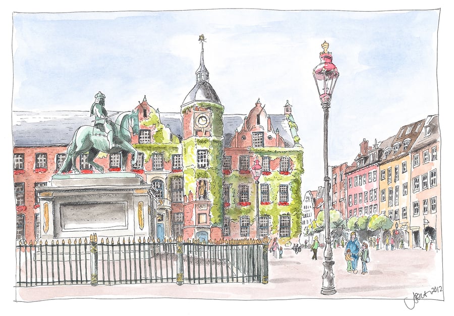 Am Marktplatz, Düsseldorf - Limited Edition Art Print