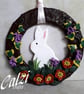 Easter Spring Rabbit Floral Wreath (L) - Image 1