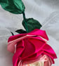 Gorgeous Handmade Raspberry Ripple Pink Ribbon Rose - Long Stem Flower Gift - Image 7
