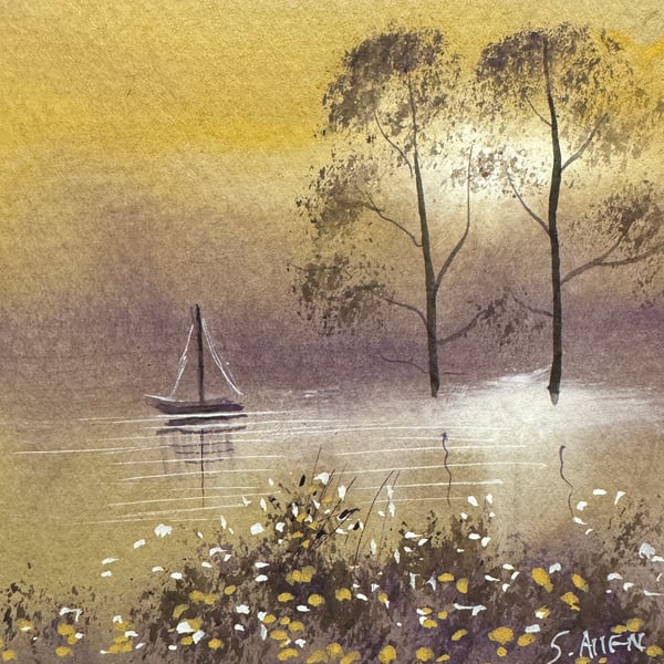 Original Aceo Painting ‘ Reflection ‘by Stephen Allen 