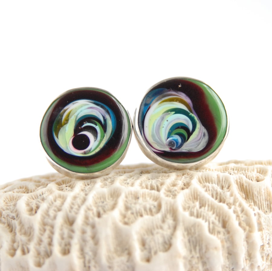 Cornish surfite cufflinks (eye on maroon)