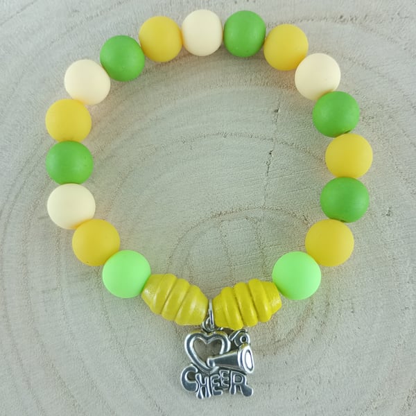 Kids Lemon and Lime Love To Cheer Charm Bracelet For Ages 7 Plus Years