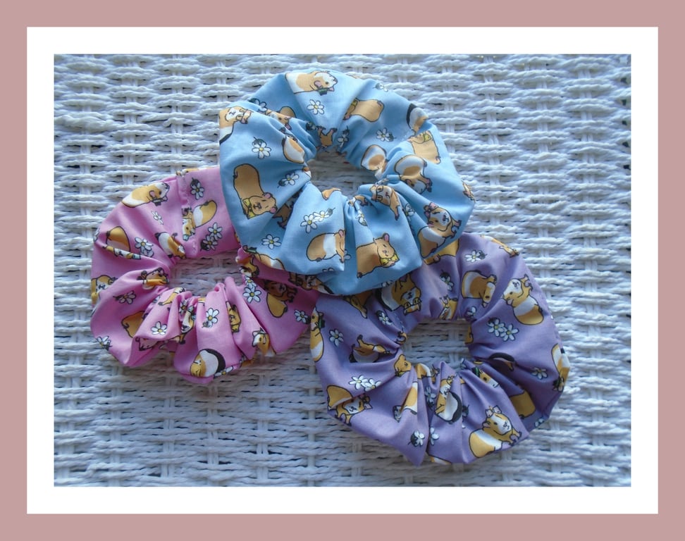 Guinea Pig Hair Scrunchies Pack 3 Mixed 
