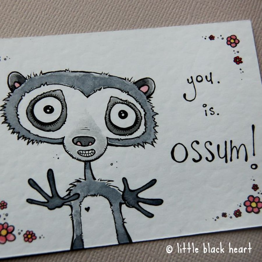 motivational lemur - original aceo