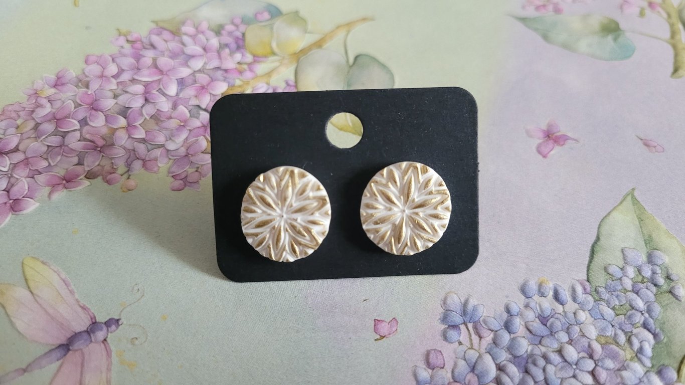 Handmade Polymer Clay Snowflake Studs Earrings, 316 Stainless Steel, Christmas 