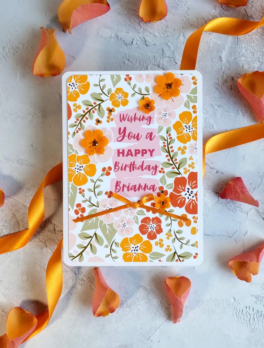 Personalised Citrus Blossoms Birthday Card