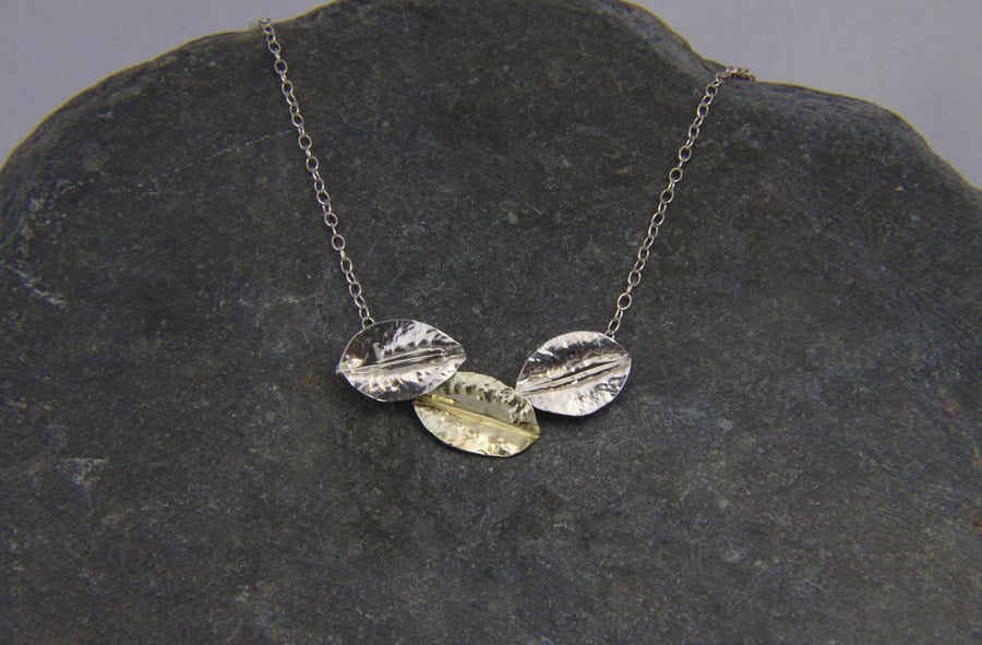 Delicate 9ct Gold and Silver Leaf Necklace