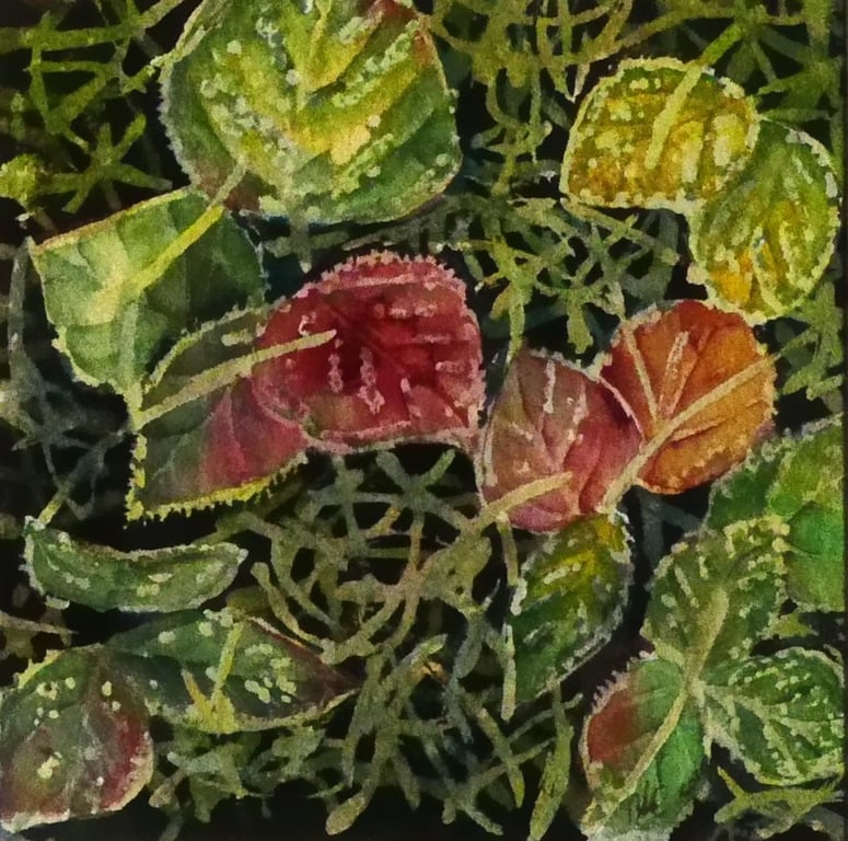 Bramble Leaves Botanical  Painting Nature Small Watercolour 